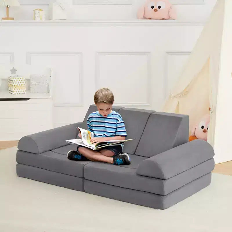 Divano per bambini, divano componibile per bambini a 10 pezzi, divano per bambini in morbida schiuma con fossa per palline per ragazzi e ragazze, divano componibile trasformabile per bambini per camera da letto, sala giochi