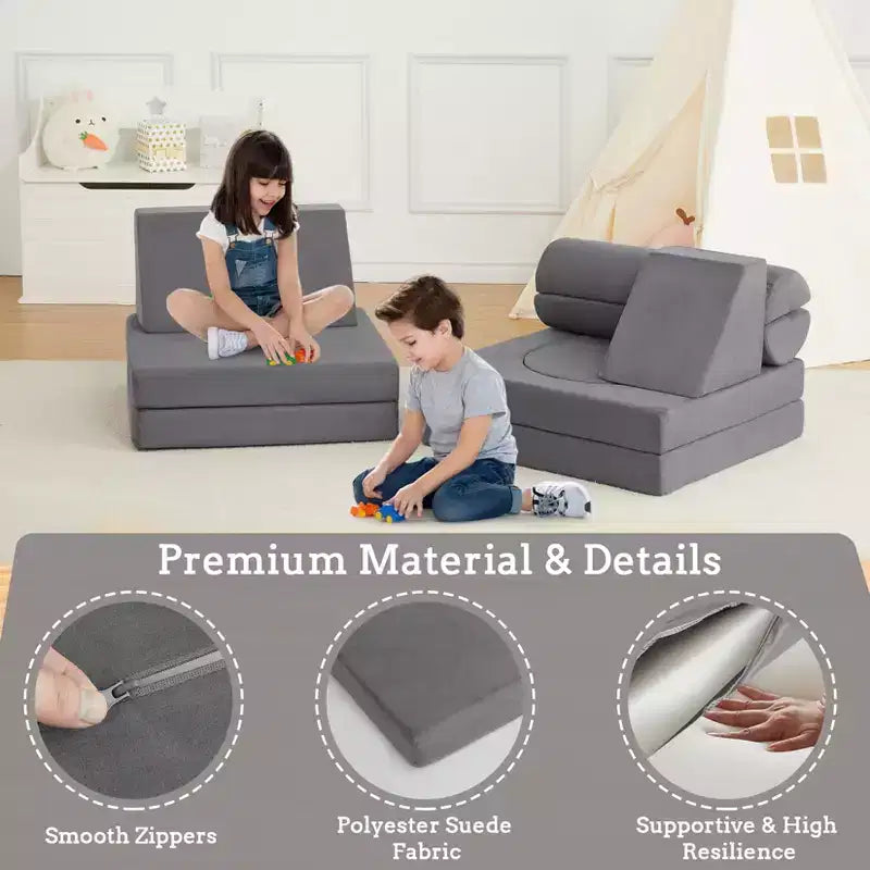Divano per bambini, divano componibile per bambini a 10 pezzi, divano per bambini in morbida schiuma con fossa per palline per ragazzi e ragazze, divano componibile trasformabile per bambini per camera da letto, sala giochi