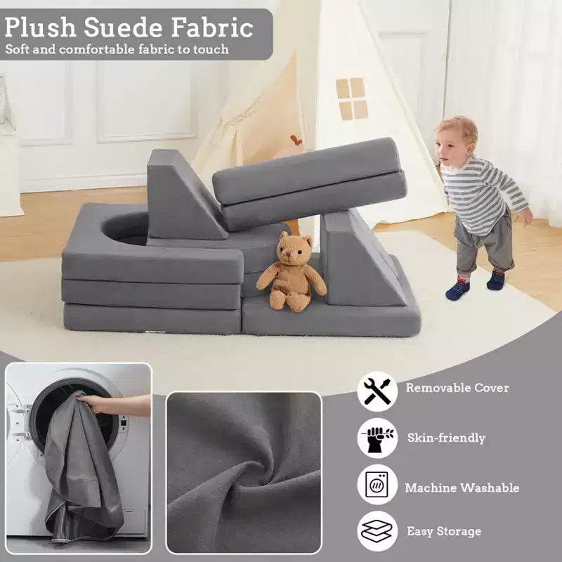 Divano per bambini, divano componibile per bambini a 10 pezzi, divano per bambini in morbida schiuma con fossa per palline per ragazzi e ragazze, divano componibile trasformabile per bambini per camera da letto, sala giochi