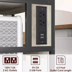 Acekool Supporto per Stampante Grande con Prese di Corrente e Porte USB, Carrello Regolabile a 3 Livelli con Ruote per Ufficio Domestico, Nero Rustico