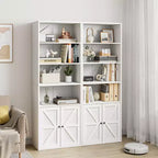 Libreria a colonna in stile rustico con ante, altezza 181 cm, profondità 30 cm, scaffale espositivo portaoggetti, libreria industriale in legno a 6 ripiani per soggiorno