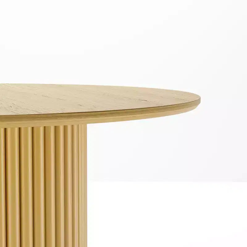 PexFix Tavolo da Pranzo Rotondo in Legno da 60 Pollici Tavolo da Cucina Circolare con Base a Strisce in Legno Tavoli da Pranzo Moderni Stile Fattoria per Cucina Soggiorno Naturale