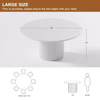 PexFix Tavolo da Pranzo Rotondo in Legno da 60 Pollici Tavolo da Cucina Circolare con Base a Strisce in Legno Tavoli da Pranzo Moderni Stile Fattoria per Cucina Soggiorno Naturale