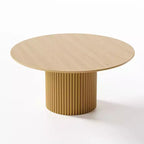PexFix Tavolo da Pranzo Rotondo in Legno da 60 Pollici Tavolo da Cucina Circolare con Base a Strisce in Legno Tavoli da Pranzo Moderni Stile Fattoria per Cucina Soggiorno Naturale
