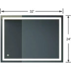 Acekool Specchio da Bagno 81x61 cm con Tocco Dimmerabile a 3 Colori, Antiappannamento, Controllo Interruttore a Parete, Specchio da Parete Rettangolare Impermeabile