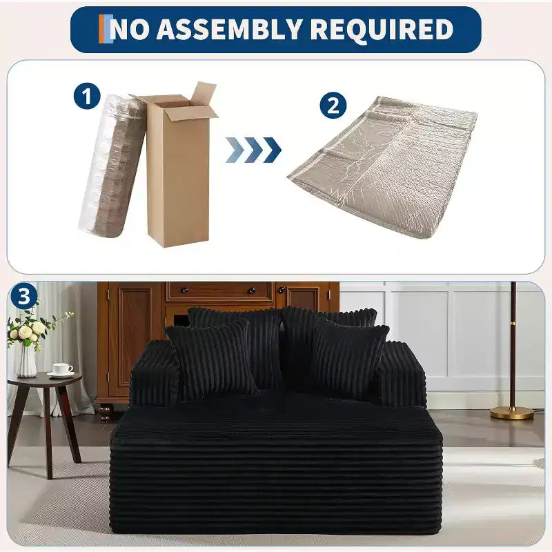 GustoWave Letto da salotto a sacco oversize per 2 persone, divano letto con 4 cuscini per soggiorno, camera da letto