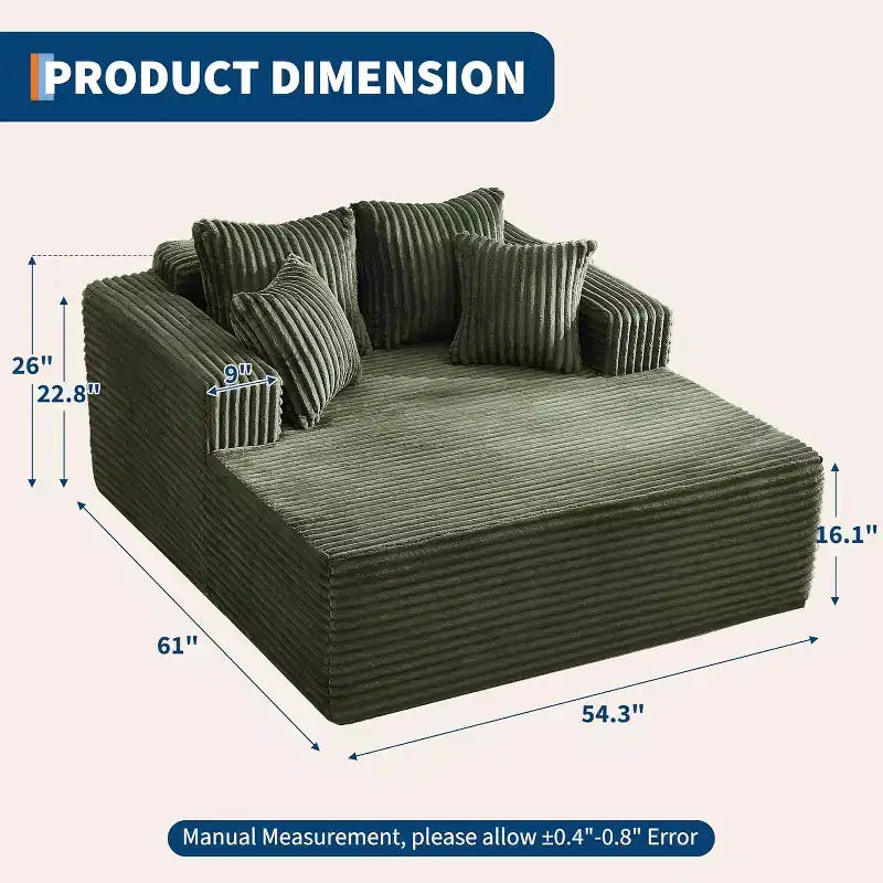 GustoWave Letto da salotto a sacco oversize per 2 persone, divano letto con 4 cuscini per soggiorno, camera da letto
