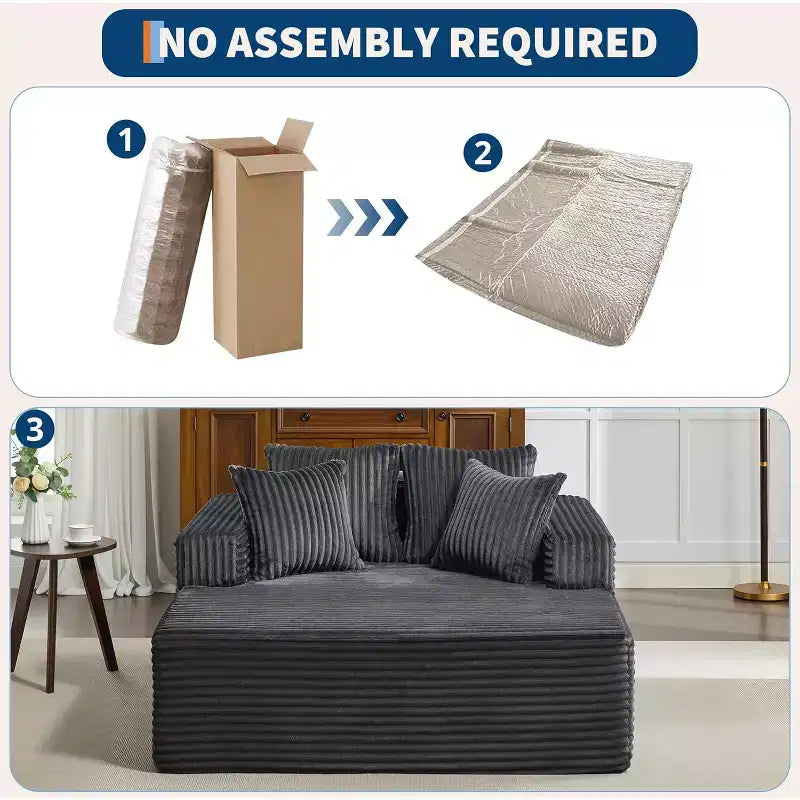 GustoWave Letto da salotto a sacco oversize per 2 persone, divano letto con 4 cuscini per soggiorno, camera da letto