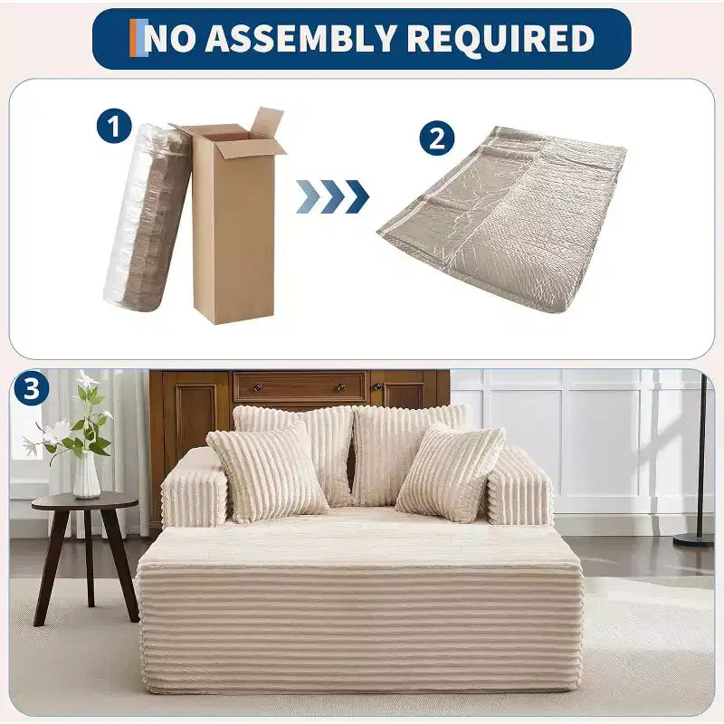 GustoWave Letto da salotto a sacco oversize per 2 persone, divano letto con 4 cuscini per soggiorno, camera da letto