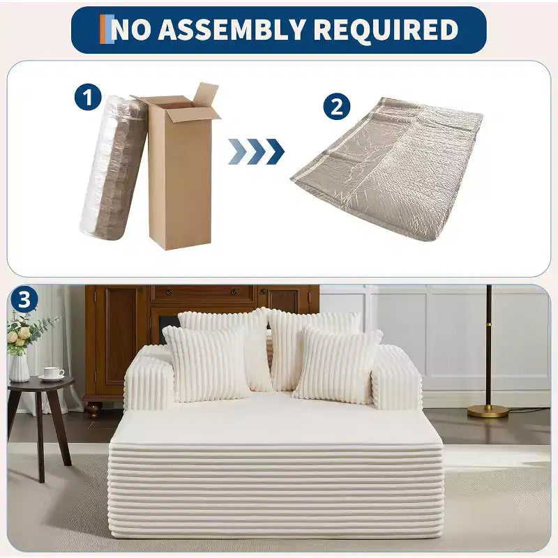 GustoWave Letto da salotto a sacco oversize per 2 persone, divano letto con 4 cuscini per soggiorno, camera da letto