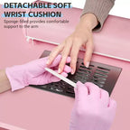 Tavolo da manicure Acekool, scrivania per unghie con aspiratore elettrico, 4 cassetti e mobiletto contenitore, ruote bloccabili, postazione unghie ergonomica bianca