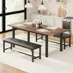 Set da 5 Pezzi Tavolo da Pranzo per 4-6 Persone, Set Tavolo da Pranzo Estensibile per 4, Tavolo da Cucina con Panche e Sgabelli, Set Tavolo da Cena per la Casa