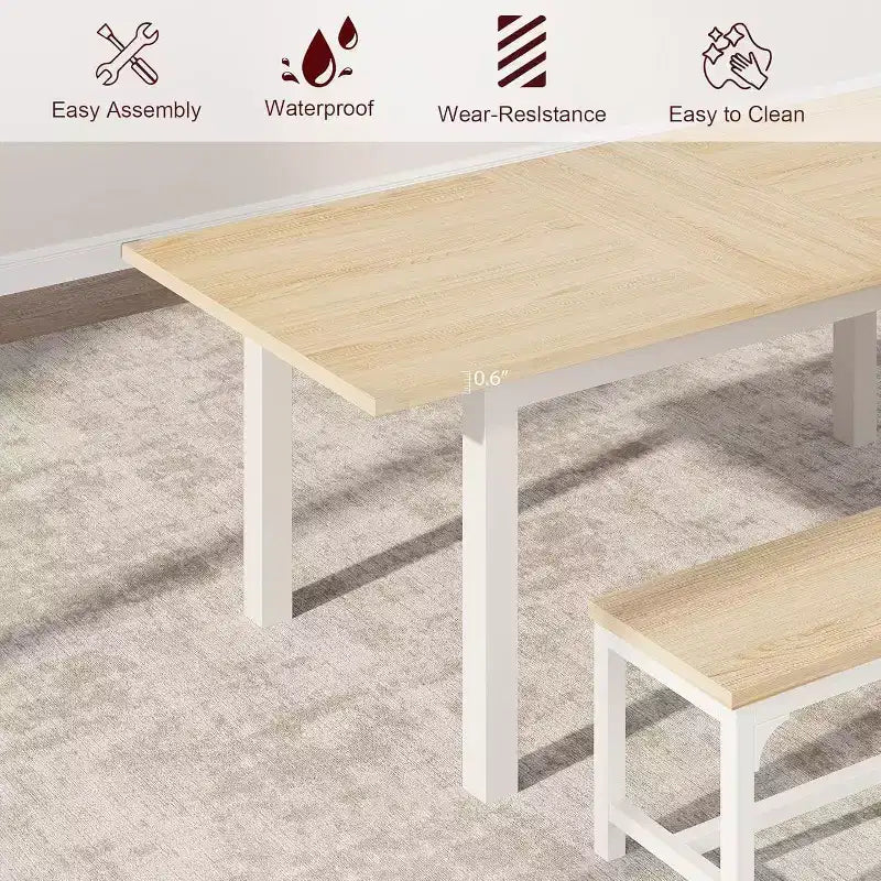 Set da 5 Pezzi Tavolo da Pranzo per 4-6 Persone, Set Tavolo da Pranzo Estensibile per 4, Tavolo da Cucina con Panche e Sgabelli, Set Tavolo da Cena per la Casa