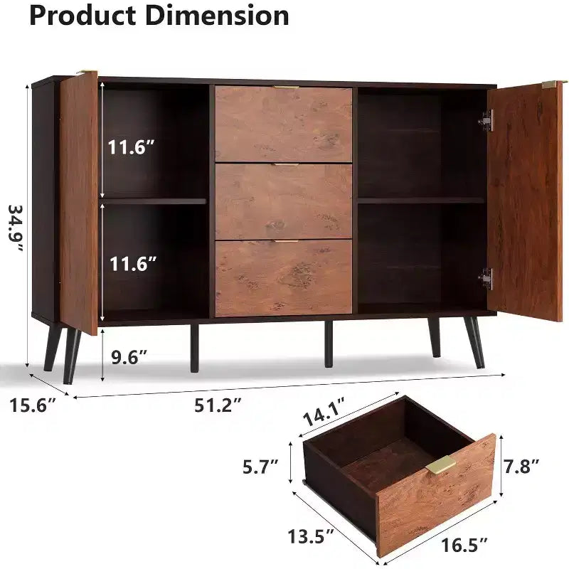 51 mobile credenza con cassetti - Madia contenitore con ripiani e ante per sala da pranzo