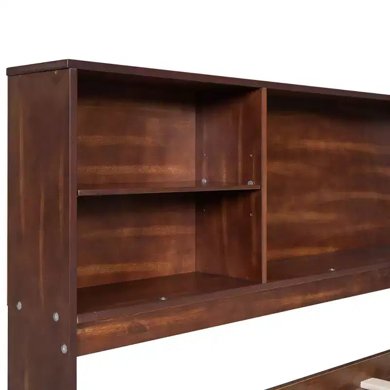 Letto a piattaforma Merax in legno massiccio, piazza e mezza, con contenitore e cassettoni