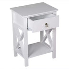 Comodini Karl Home con 1 cassetto in MDF (pannello di fibra a media densità) bianco, larghi 40 cm