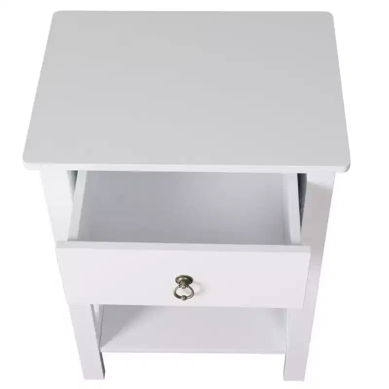 Comodini Karl Home con 1 cassetto in MDF (pannello di fibra a media densità) bianco, larghi 40 cm