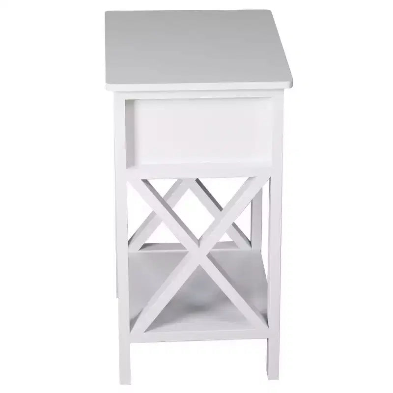 Comodini Karl Home con 1 cassetto in MDF (pannello di fibra a media densità) bianco, larghi 40 cm