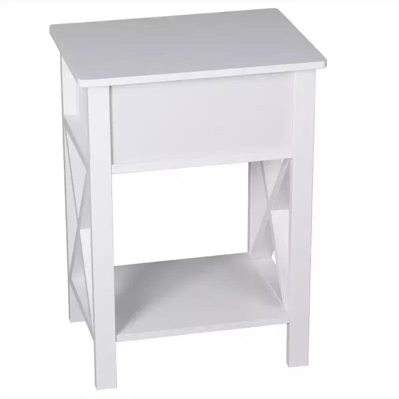Comodini Karl Home con 1 cassetto in MDF (pannello di fibra a media densità) bianco, larghi 40 cm