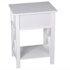 Comodini Karl Home con 1 cassetto in MDF (pannello di fibra a media densità) bianco, larghi 40 cm
