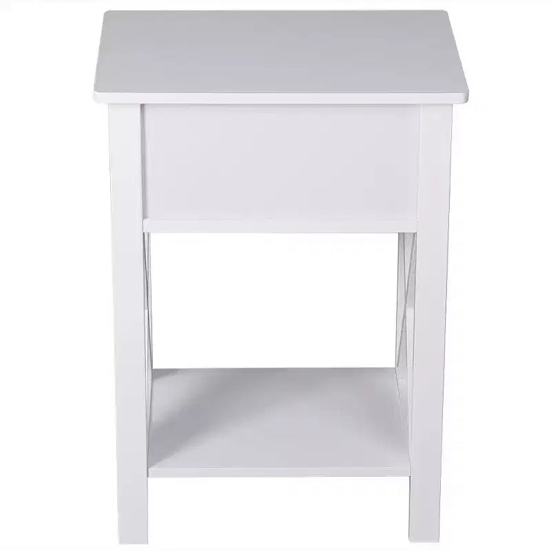 Comodini Karl Home con 1 cassetto in MDF (pannello di fibra a media densità) bianco, larghi 40 cm