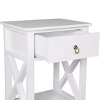 Comodini Karl Home con 1 cassetto in MDF (pannello di fibra a media densità) bianco, larghi 40 cm
