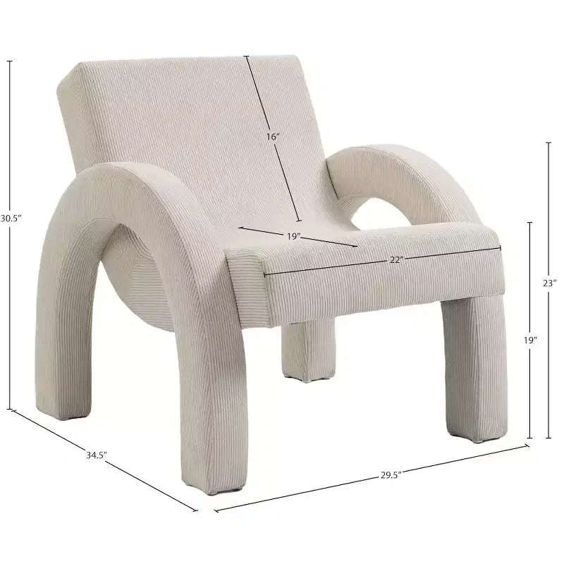 Meridian Furniture, Poltrona accento in tessuto di velluto a coste