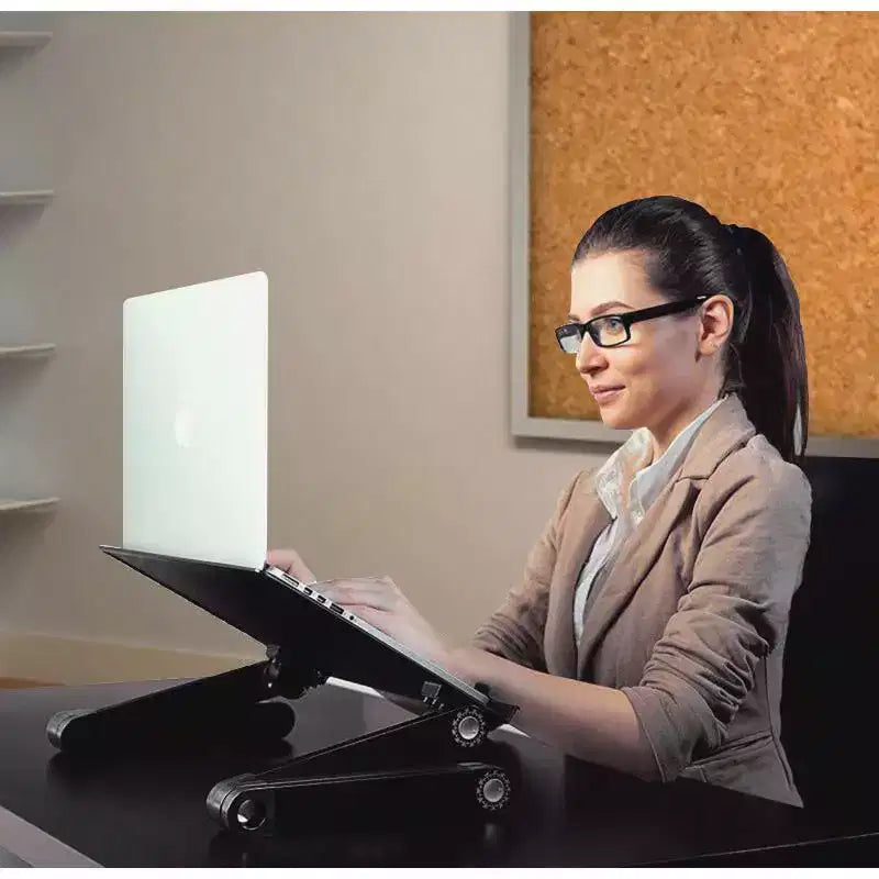 Uncaged Ergonomics WorkEZ Professional Supporto Regolabile per Laptop da Scrivania, Leggio per Letto, in Alluminio Nero, Regolabile in Altezza e Inclinazione