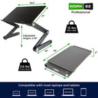 Uncaged Ergonomics WorkEZ Professional Supporto Regolabile per Laptop da Scrivania, Leggio per Letto, in Alluminio Nero, Regolabile in Altezza e Inclinazione