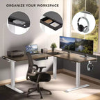 Mount-It! Scrivania ad angolo XL elettrica regolabile in altezza, Struttura bianca e Piano marrone