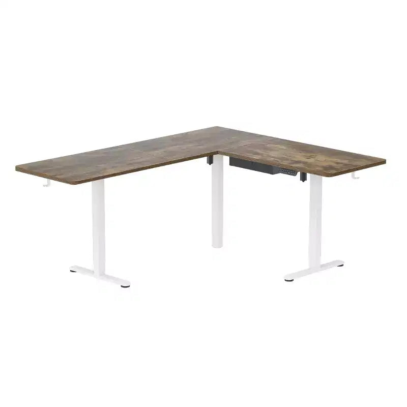 Mount-It! Scrivania ad angolo XL elettrica regolabile in altezza, Struttura bianca e Piano marrone