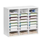 VEVOR Literature Organizer, 24 Compartments Office Mailbox with Adjustable Shelves, Wooden Mailbox Sorter Medium Density Fiberboard, White