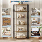 Scaffale alto 71 pollici, scaffale industriale, libreria autoportante, grandi scaffali per libri per soggiorno, mobiletto portaoggetti per ufficio domestico