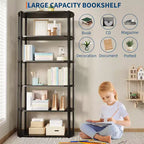 Scaffale alto 71 pollici, scaffale industriale, libreria autoportante, grandi scaffali per libri per soggiorno, mobiletto portaoggetti per ufficio domestico