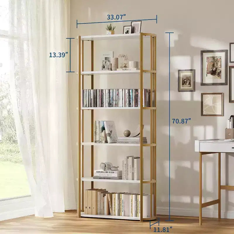 Scaffale alto 71 pollici, scaffale industriale, libreria autoportante, grandi scaffali per libri per soggiorno, mobiletto portaoggetti per ufficio domestico