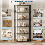 Scaffale alto 71 pollici, scaffale industriale, libreria autoportante, grandi scaffali per libri per soggiorno, mobiletto portaoggetti per ufficio domestico