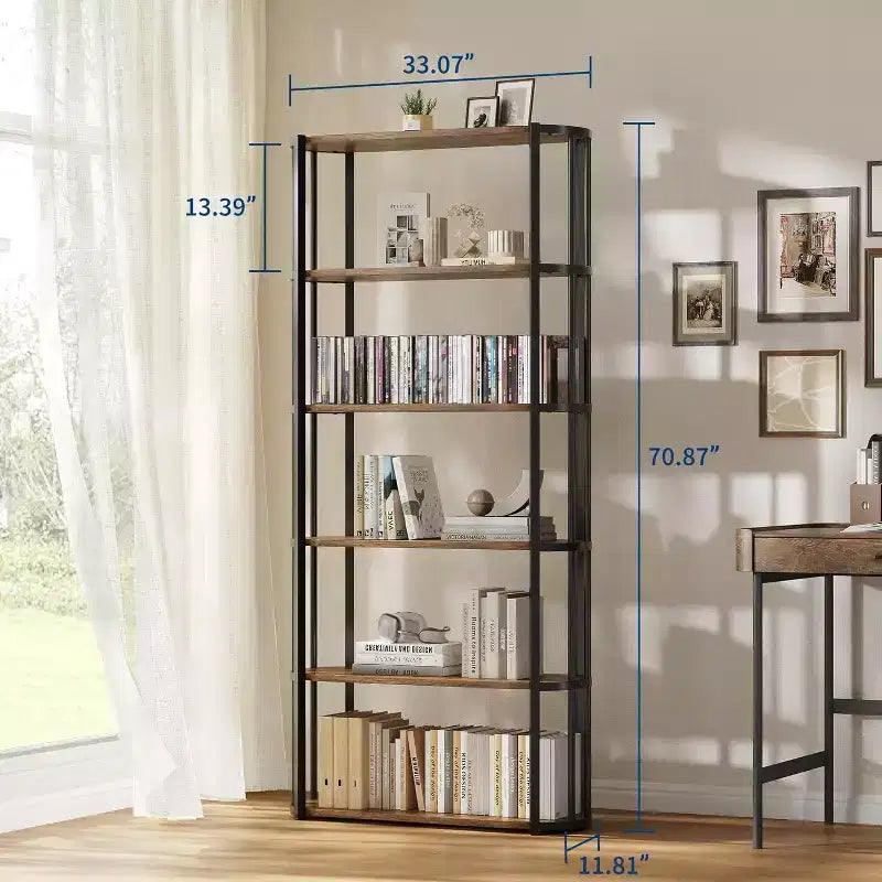 Scaffale alto 71 pollici, scaffale industriale, libreria autoportante, grandi scaffali per libri per soggiorno, mobiletto portaoggetti per ufficio domestico