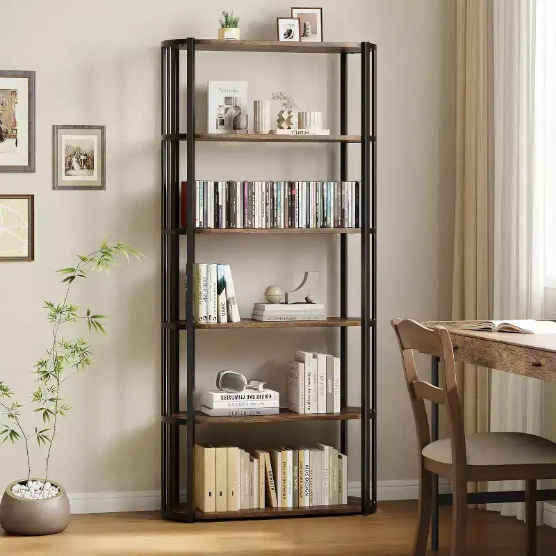 Scaffale alto 71 pollici, scaffale industriale, libreria autoportante, grandi scaffali per libri per soggiorno, mobiletto portaoggetti per ufficio domestico