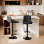 Set di 2 sgabelli da bar regolabili, moderni sgabelli da bancone girevoli in pelle PU con schienale, per isola cucina, bancone colazione o home bar