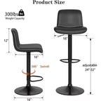 Set di 2 sgabelli da bar regolabili, moderni sgabelli da bancone girevoli in pelle PU con schienale, per isola cucina, bancone colazione o home bar