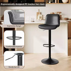 Set di 2 sgabelli da bar regolabili, moderni sgabelli da bancone girevoli in pelle PU con schienale, per isola cucina, bancone colazione o home bar