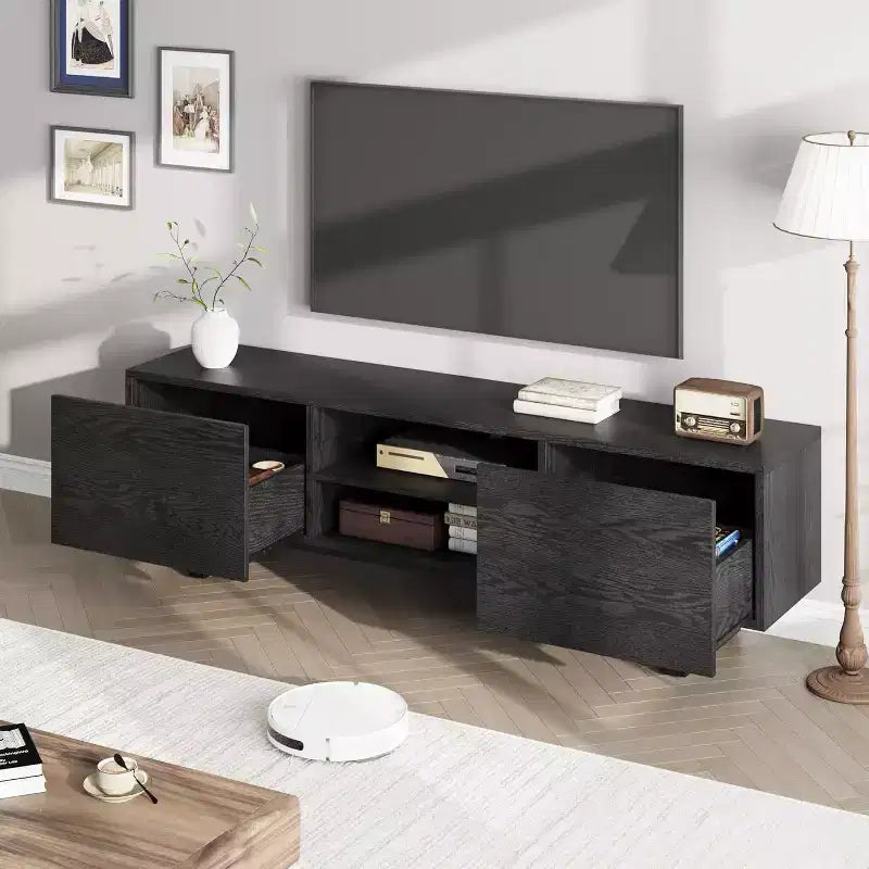 Acekool Mobile TV Moderno per Televisori fino a 80 Pollici, Consolle Multimediale con Cassetti Contenitori e Scaffali Aperti, Gambe in Metallo, 70 Pollici