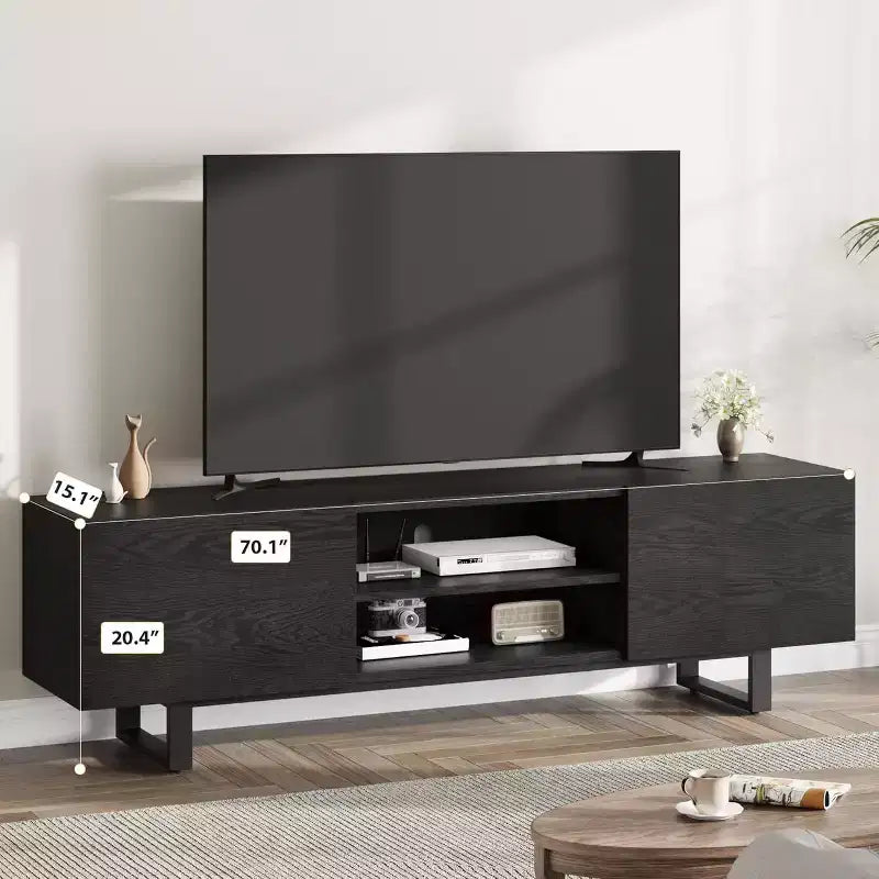 Acekool Mobile TV Moderno per Televisori fino a 80 Pollici, Consolle Multimediale con Cassetti Contenitori e Scaffali Aperti, Gambe in Metallo, 70 Pollici