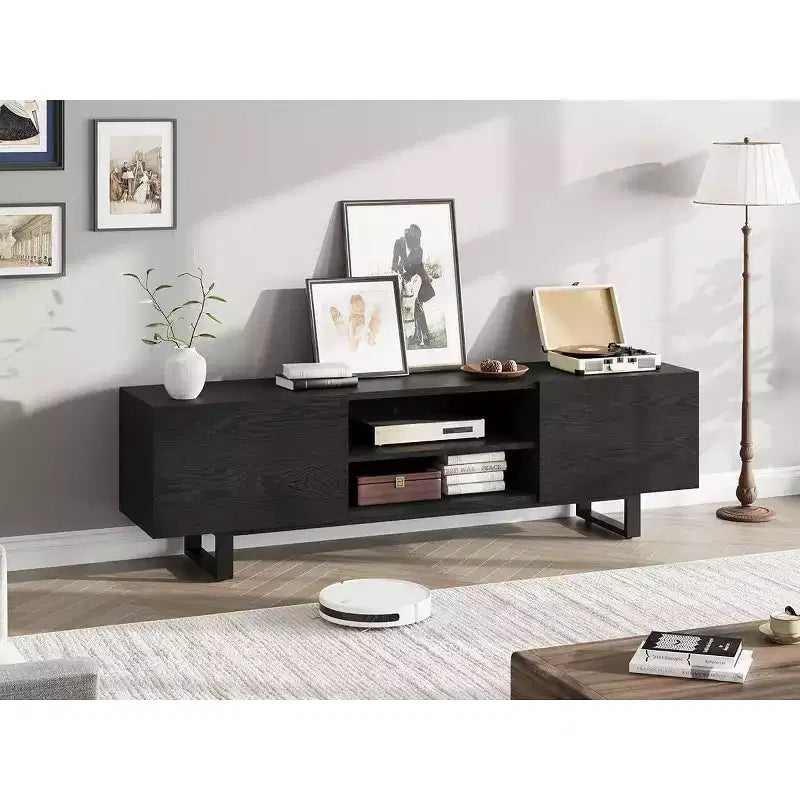 Acekool Mobile TV Moderno per Televisori fino a 80 Pollici, Consolle Multimediale con Cassetti Contenitori e Scaffali Aperti, Gambe in Metallo, 70 Pollici