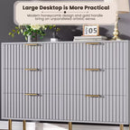 Cassettiera a 6 cassetti scanalati per camera da letto, cassettiera moderna larga 120 cm con cassetti profondi, cassettiera grande doppia, porta TV, organizer in legno