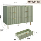 Cassettiera a 6 cassetti scanalati per camera da letto, cassettiera moderna larga 120 cm con cassetti profondi, cassettiera grande doppia, porta TV, organizer in legno