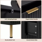 Cassettiera a 6 cassetti scanalati per camera da letto, cassettiera moderna larga 120 cm con cassetti profondi, cassettiera grande doppia, porta TV, organizer in legno