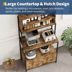 67.7 Mobiletto da Cucina a 6 Livelli Industriale con Presa di Corrente - Supporto Microonde con Ripiani e Armadietto - Organizer Autoportante
