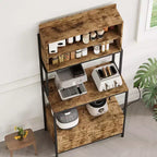 67.7 Mobiletto da Cucina a 6 Livelli Industriale con Presa di Corrente - Supporto Microonde con Ripiani e Armadietto - Organizer Autoportante