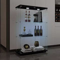 MAYEERTY Tempered Glass Display Cabinet Wine Storage File Cabinet Battery powered Paipai Light Adjustable Floor Feet Living Room Bedroom Office Black